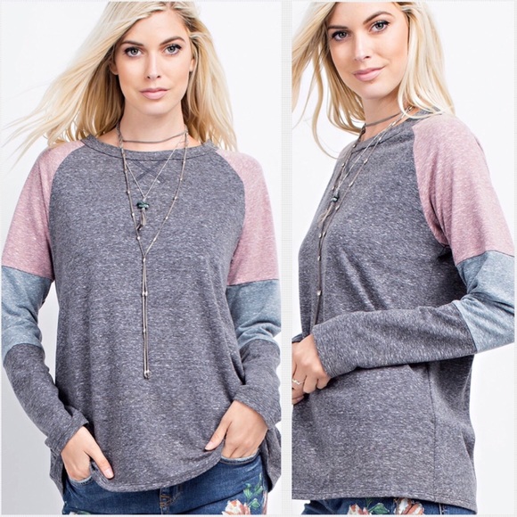 143 Story Tops - 💗LAST ONE MEDIUM Comfy Charcoal French Terry Top.